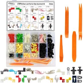 274Pcs Door Lock Rod Car Clips Assortment Kit,Door Lock Pawl Lever Retainer,Door Lock Rod Latch Clips,Hood Latch Locking Push Clip Kit, for GM Ford Chrysler Toyota Mazda Buick Chevy Cadillac Trucks in Kuwait
