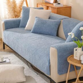 vctops Solid Color Sherpa Fleece Couch Sofa Cover Fuzzy Fluffy Soft Sectional Couch Covers Soft Warm Non Slip Sofa Slipcover Furniture Protector for Kids, Pets (Cream,36"x94") in Kuwait