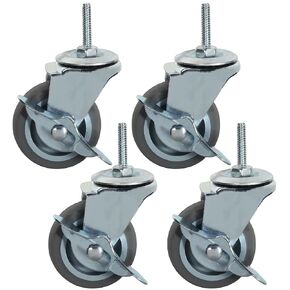 DICASAL 4 Inch Stem Casters with Imperial 5/16-18x1 Inch(Stem Diameter 5/16 Length 1 Inch) Heavy Duty and Highly-Elastic TPR Wheels Mute Castors with Side Brakes Pack of 4 in Kuwait