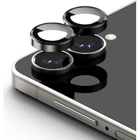 Ringke Camera Lens Frame Glass Compatible with Samsung Galaxy S24 Plus Camera Lens Protector 5G, Glass Covers and Aluminum Alloy Frames - Black in Kuwait