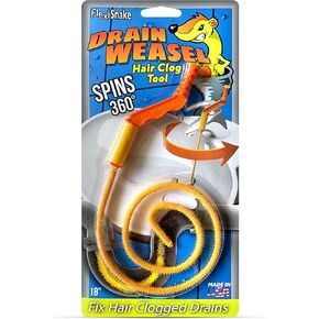 مجموعة أدوات إزالة انسداد شعر الثعبان من FlexiSnake Drain Weasel Sink، بالوعة، أنبوب، حمام، منظف تصريف حوض الاستحمام، بطول 45.72 سم، مرن، صنع في الولايات المتحدة الأمريكية، عصا واحدة ومقبض قابل للإزالة in Kuwait