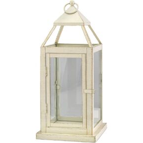 فانوس معدني مربع أبيض عتيق كبير من Serene Spaces Living، حامل شموع، فانوس إعصار مزخرف لممر الزفاف، الفناء، العطلات، الحفلات، قطعة مركزية للطاولة، 8 بوصات مربعة و24 بوصة طول in Kuwait