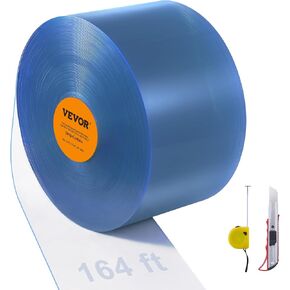 VEVOR Clear PVC Strip Curtain, 101 ft Length x 12 in Width, Thermal Insulating Plastic Door Strip Bulk Roll, Walk in Freezer Cooler Curtain Strips for Doorways of Supermarket, Garage, Warehouse in Kuwait