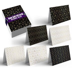 Better Office Products 100-Pack All Occasion Greeting Cards, Assorted Blank Note Cards, 4 x 6 inch, 6 Elegant Gold Foil Geometric Designs, Blank Inside, with Envelopes, 100 Pack in Kuwait
