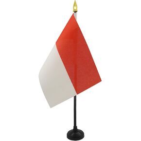 علم طاولة موناكو من AZ FLAG مقاس 10.16 سم × 15.24 سم - موناكو - علم مكتب موناكو 15 × 10 سم - قمة الرمح الذهبي in Kuwait