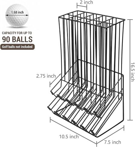 MyGift 90 Capacity Golf Ball Holder - Black Metal Golf Ball Basket Miniature Display Rack Dispenser in Kuwait