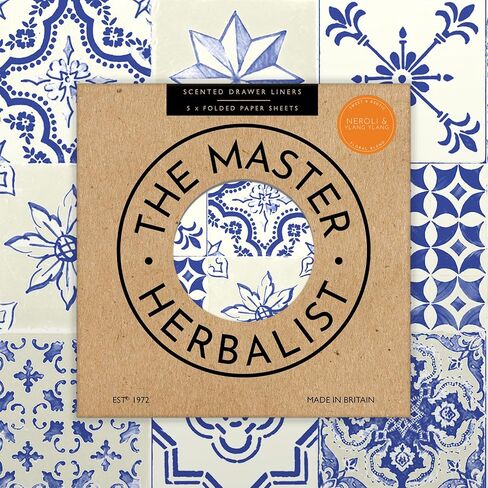 بطانات الأدراج المعطرة برائحة اللافندر من The Master Herbalist بتصميم زهور مع زيوت اللافندر الأساسية (مطوية) | حزمة من 5 أوراق | يحتوي على الزيوت العطرية | صنع في المملكة المتحدة. in Kuwait