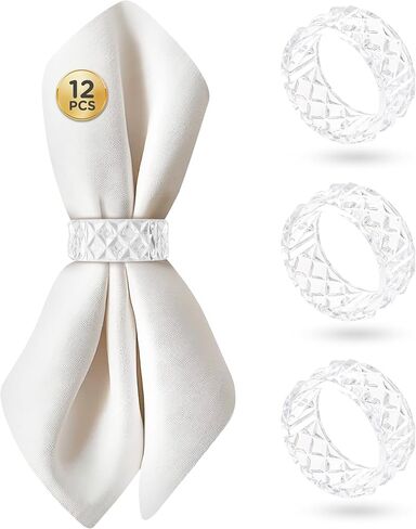 Clear Crystal Plastic Napkin Holder Rings 2 inch - Great for Parties, Weddings, and Baby Showers (12) in Kuwait