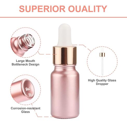 12 Pack Pink Glass Dropper Bottle Essential Oils Bottle With Glass Eye Dropper Perfume Sample Container Glass Vials For Liquids (50ml/1.7oz) in Kuwait