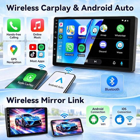 2G/64G Android 13 Car Stereo for Hyundai Elantra 2007-2010 Radio with Wireless Apple Carplay&Android Auto GPS Navigation, 9" Touchscreen Bluetooth Hi-Fi Audio/WiFi/SWC/USB+Backup Camera&Mic in Kuwait
