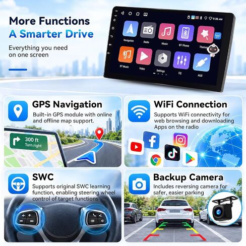 2G/64G Android 13 Car Stereo for Hyundai Elantra 2007-2010 Radio with Wireless Apple Carplay&Android Auto GPS Navigation, 9" Touchscreen Bluetooth Hi-Fi Audio/WiFi/SWC/USB+Backup Camera&Mic in Kuwait