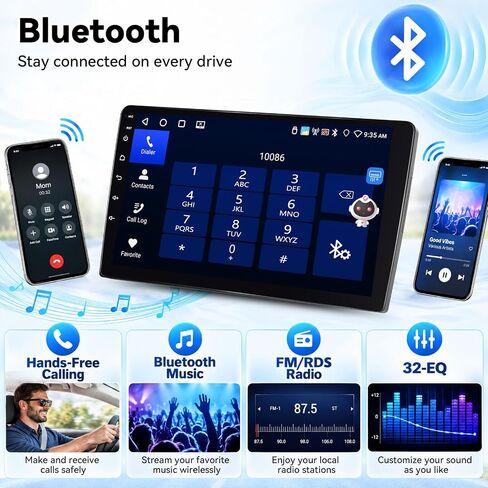 2G/64G Android 13 Car Stereo for Hyundai Elantra 2007-2010 Radio with Wireless Apple Carplay&Android Auto GPS Navigation, 9" Touchscreen Bluetooth Hi-Fi Audio/WiFi/SWC/USB+Backup Camera&Mic in Kuwait