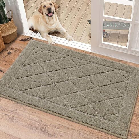 BEQHAUSE Doormat Indoor Dirt Trapper Door Mats Non-Slip, Low-Profile Indoor Mats, Absorbent Resist Dirt Floor Mat Washable Entrance Mat for Front Back Door, Entryway, Hallway, 24" x 36", Dark Grey in Kuwait