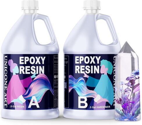Resin Epoxy Craft Kit 2 Gallons Epoxy Resin Kit (1 Gal Resin + 1 Gal Hardener) High Gloss UV Resistant Odor-Free Art Resin, BPA-Free and Non-Toxic Crystal Clear Formula 2 Gallons in Kuwait