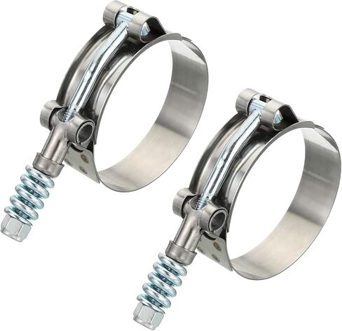 PATIKIL T-Bolt خرطوم المشابك مع الربيع، 2 حزمة 304 الفولاذ المقاوم للصدأ قابل للتعديل خرطوم المشبك نطاق العمل 89-97mm (3.5-3.8 ") لمعرف خرطوم 3.25" in Kuwait