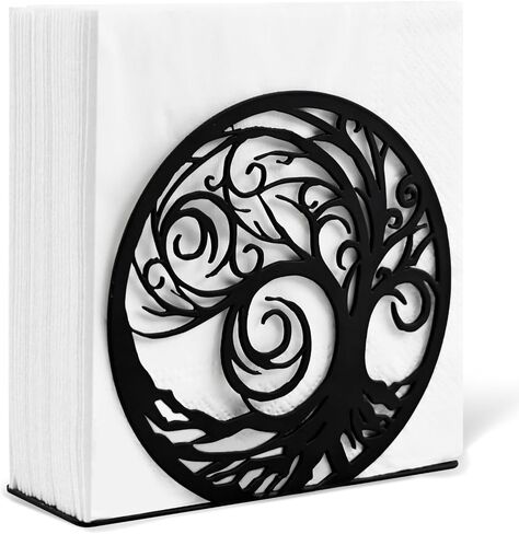 MSJGA Napkin Holder for Dining Table,Stainless Steel Upright Napkin Holder for Kitchen & Countertop,Modern Black Metal Paper Holder for Western Restaurant Coffee Shop,Dining Room Decor in Kuwait