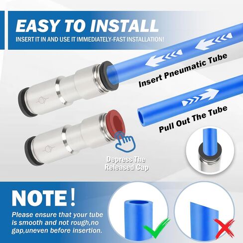 Pneumatic Push to Connect Fitting Check Valve 1/2" OD x 1/2" OD One-way Valve Pack of 2 in Kuwait