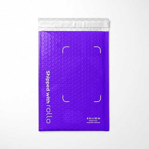 Rollo Bubble Mailers 7.25x12 بوصة - مظاريف مبطنة أرجوانية (25 حزمة) - أكياس بريدية ذاتية الغلق لحزم الشحن - لوازم بريد الأعمال الصغيرة - مقاومة للماء 7.25 × 12 فقاعات بريدية مع رسالة in Kuwait