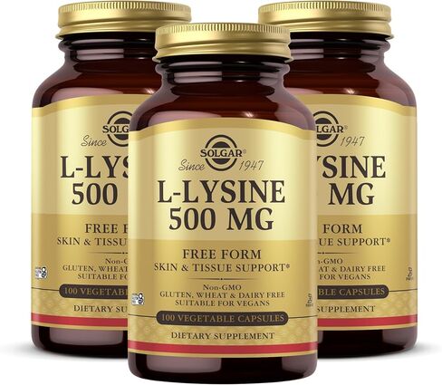 SOLGAR L-Lysine 500 mg - 100 كبسولة نباتية - دعم الجلد والأنسجة - غير معدلة وراثيًا، نباتي، كوشير، خالي من الغلوتين - 100 وجبة in Kuwait