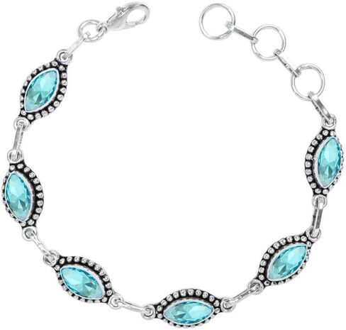 Larimar Stone Silver Overlay Link Bracelet For Women Natural Gemstone Link Chain Bracelet, Handmade Adjustable Link Bracelet For Women Girls Christmas Gifts in Kuwait