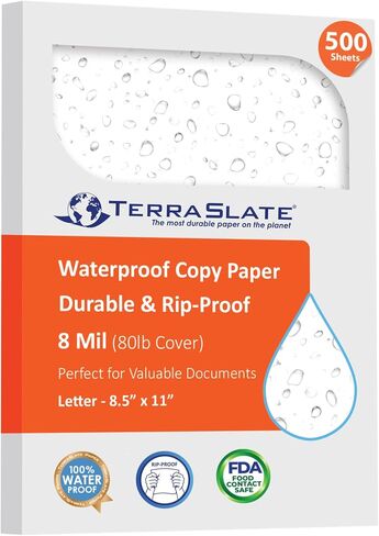 Copy Paper Waterproof Laser Printer, Rain Weatherproof, 8 MIL, 8.5x11-inch, 25 Sheets in Kuwait