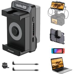 محول فيديو SeeMo 4K HDMI لأجهزة iOS من Accsoon، جهاز إرسال فيديو UHD 4K30FPS محمول للمراقبة/التسجيل/المشاركة في الوقت الحقيقي، رؤية البث المباشر، شحن سريع وخفيف الوزن in Kuwait