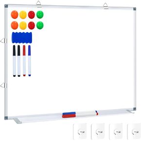 H-Qprobd 4 × 3 بوصة لوحة بيضاء للمسح الجاف للجدار مقاس 48 × 36 (قطعتين) لوحات مغناطيسية للمكتب والفصول الدراسية والمنزل، لوحة بيضاء صغيرة للحائط تتضمن 6 علامات، 20 مغناطيس، 2 ممحاة in Kuwait