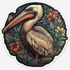 ملصق من الفينيل لرسومات Yoonek Graphics Louisiana Brown Pelican Bird Magnolia Flower للسيارة والكمبيوتر المحمول والأكواب والمزيد. #008514-4" in Kuwait