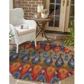 سجادة منطقة مجموعة حديثة فريدة من نوعها من نوع Loom - Ikat (مستطيلة مقاس 4' 1" x 6' 1"، متعددة/بورجوندي) in Kuwait