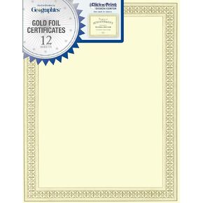 Geographics Foil Certificates, 8-1/2" x 11", Gold Flourish, Pack Of 12 in Kuwait