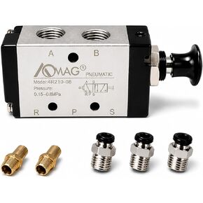 AOMAG هوائي 3/8 "PT 5 طريقة 2 Postion الهواء اليد رافعة تعمل صمام هوائي الملف اللولبي صمام التحكم اليدوي دفع سحب 4R310-10 in Kuwait