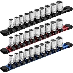 ARES 70342-1/2-Inch Drive Aluminum Socket Organizer - Store up to 10 Sockets and Keep Your Tool Box Organized - Sockets Will Not Fall Off this Rail in Kuwait