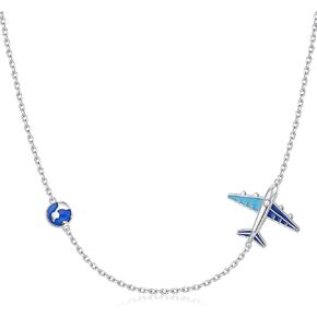 Yearace Airplane Necklace/Anklet S925 Sterling Silver Airplane Jelwery for Women Teen Girls Airplane Jelwery Gifts for Stewardess Flight Attendants Pilots World Travel Flight in Kuwait