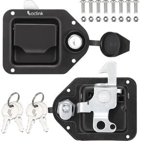 Loclink Truck Tool Box Lock Replacement, Black Paddle Latch, Stainless Steel Pull Handle Standard Flush Mount Lock for Trailer Toolbox RV Handle Motorhome Patrol Car, 2pc in Kuwait