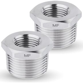 MAACFLOW Stainless Steel 1" Male NPT to 1/2" Female NPT Adapter Reducer Hex Bushing (Thread OD 1.27" - ID 0.72") (pack of 2) in Kuwait