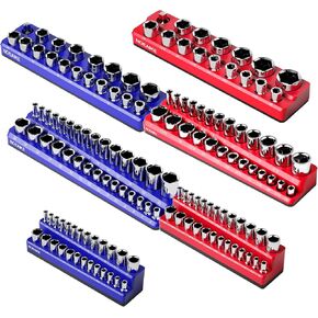 1/4 Inch Magnetic Socket Organizer, NOEAIKE 2-Pack Metric &SAE Socket Holder Set 1/4" Drive Socket Trays, Holds 52 Pcs Standard and Deep Size Sockets(Socket not Included) in Kuwait