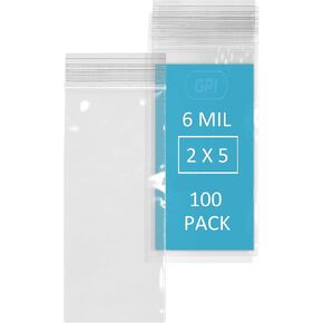 GPI - 6 Mil, Extra Heavy-Duty, 3" x 5" Clear Plastic Reclosable Zip Bags, Puncture-Resistant, Strong Resealable Poly Bags, With Lock Zipper Seal, For Screws, Nuts, Bolts & Constuction, 200 Count in Kuwait