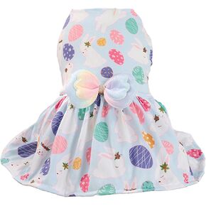 SEIS Bunny Dog Dress Easter Teddy Clothes Rabbit Cat Skirt Sweet Bowknot Princess Bomei Costume Easter Egg Pet Tutu for Spring Summer Wedding Party (Purple, S (Chest Circumference 13.7")) in Kuwait