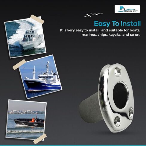 MARINE CITY 316 Grade Stainless Steel Durable Deck Flush Mounting Base Flag Socket Grade T-Handle (Fits for 1 Inch Pole) for Boats – Yachts – Marines – Hardware Accessories (Pack of 1) in Kuwait