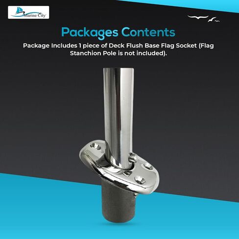 MARINE CITY 316 Grade Stainless Steel Durable Deck Flush Mounting Base Flag Socket Grade T-Handle (Fits for 1 Inch Pole) for Boats – Yachts – Marines – Hardware Accessories (Pack of 1) in Kuwait