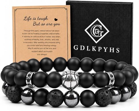 Black Obsidian Bracelet - Cross Bracelet - Tourmaline Beaded Bracelets, 8MM Black Onyx Hematite Lava Stone Beads Triple Protection Bracelet for Men Women Gifts in Kuwait