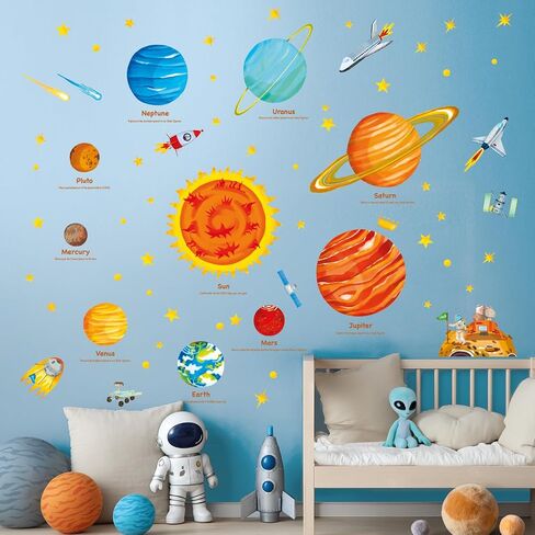 DECOWALL DS9-1501S ملصقات الحائط للأطفال النظام الشمسي ملصقات الحائط القابلة للتقشير واللصق ملصقات الحائط القابلة للإزالة للأطفال وغرفة نوم الأطفال وغرفة المعيشة (متوسط) d؟ in Kuwait