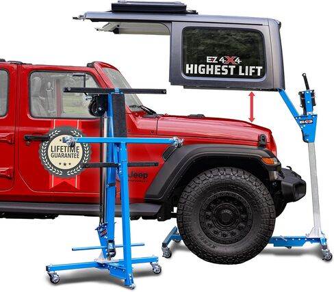 EZLIFT Hard Top Remover Lift for Wranglers: 1997 and up (TJ, JK, JKU, JL & JLU), 2&4-Dr, Lifted Wranglers. One Person Removal System-Take Off Your Top in Minutes! Patent Pending in Kuwait