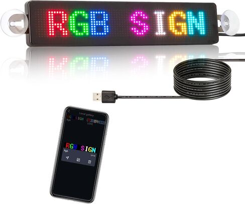 Leadleds LED Car Sign Message Board Bluetooth Connected Smartphone Programmable for Car Windows, Taxi, Store Front (Blue） in Kuwait