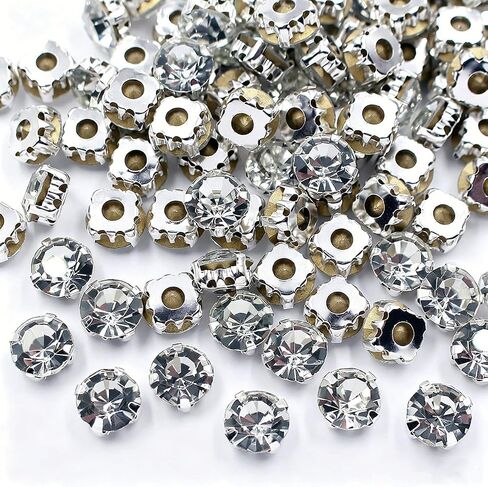 72PCS 10mm Sew On Rhinestones Flatback Silver Claw Rhinestones Shiny Crystal Stones Beads Clothing Sewing Accessories Gems Crafts (10mm 72pcs) in Kuwait