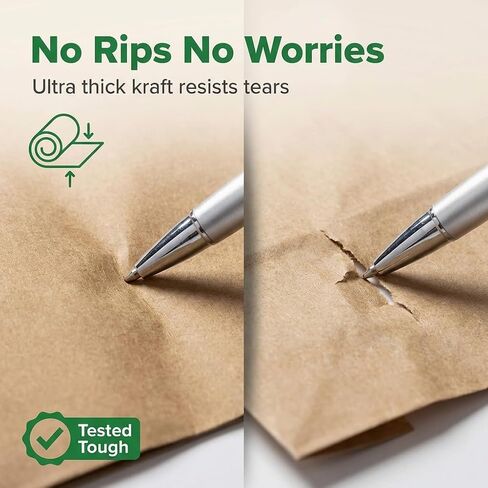 Premium 10x5x13 Paper Bags with Handles - Pack of 100, Kraft Paper Bags Ideal for Shopping, Wedding, Business, Retail, Craft, Gifts & More - Durable, 100% Recyclable Brown Quality Bags in Kuwait