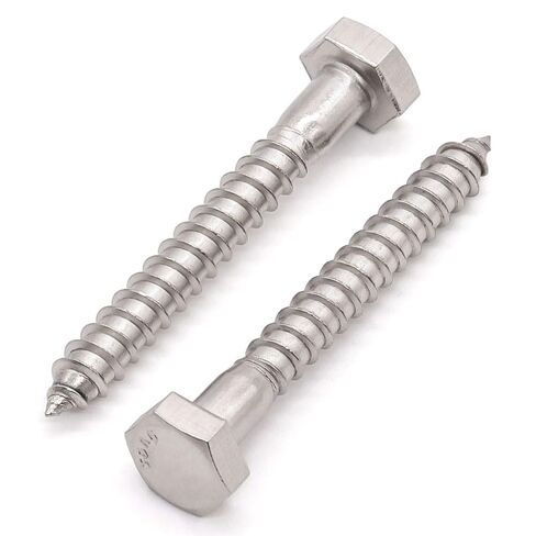 Glvaner (8 pcs) 1/2" x 3" Stainless Steel Hex Head Lag Bolts, Hexagonal Head Lag Screws, 304 Stainless Steel 18-8, Secure Hold for Wood in Kuwait
