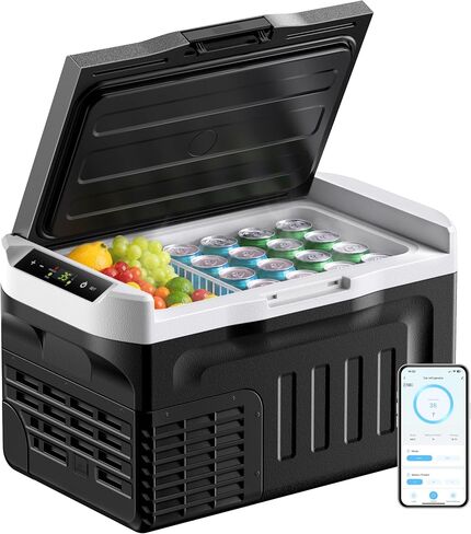 EUHOMY 12 Volt Refrigerator, 12V Car Fridge 22QT(21L) Portable Freezer(-4℉~68℉), Compressor Electric Cooler with 12/24V DC & 110-240V AC, Compressor Electric Cooler for Camping, Travel, Truck in Kuwait