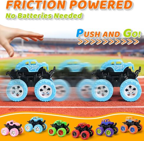 Monster Truck Toys for Kids Boys Girls Toddlers 3, 4, 5, 6, 7, 8 Years Old, Friction Powered Monster Truck Party Favor Toy Cars Vehicles, Sand Beach Toys Gifts (6 Pack) in Kuwait