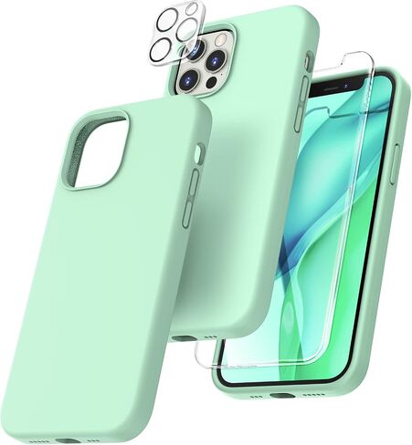 TOCOL [5 in 1 for iPhone 13 Pro Case, with 2 Pack Screen Protector + 2 Pack Camera Lens Protector, Slim Silicone Phone Case iPhone 13 Pro 6.1 Inch, [Anti-Scratch] [Drop Protection], Stone in Kuwait